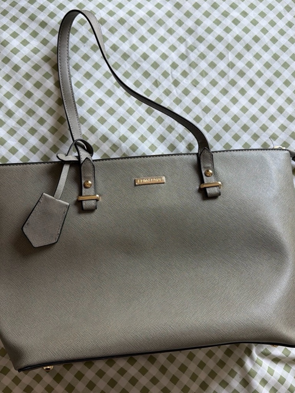 Amazon Neutral Light Taupe Tote with Gold Hardware